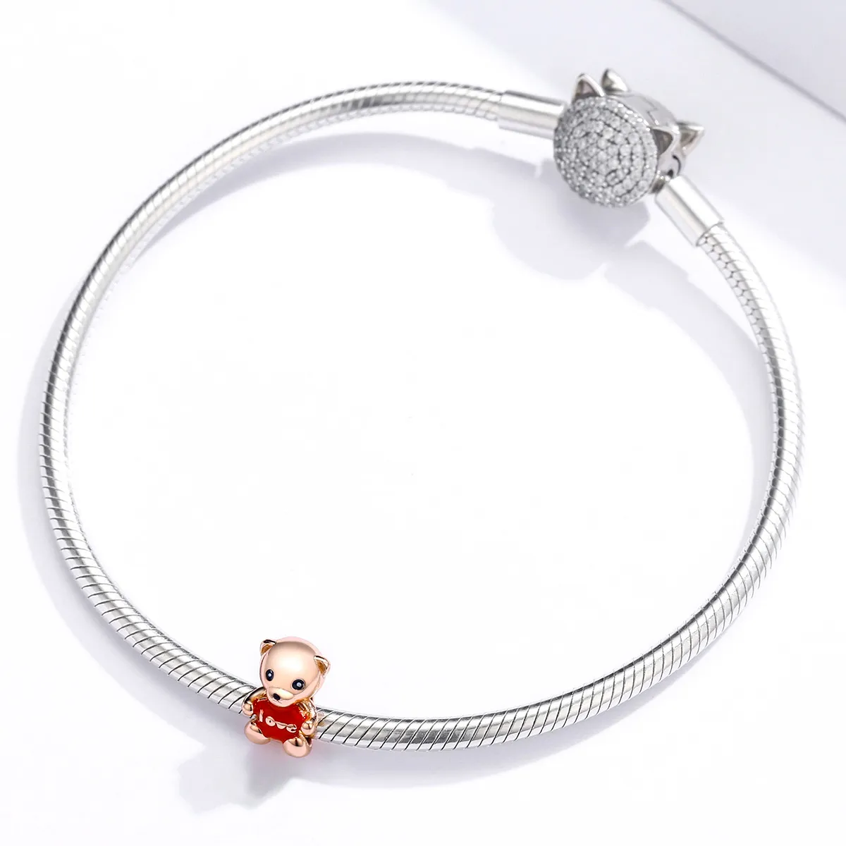Pandora Style Rose Gold Teddy Bear Charm - BSC228