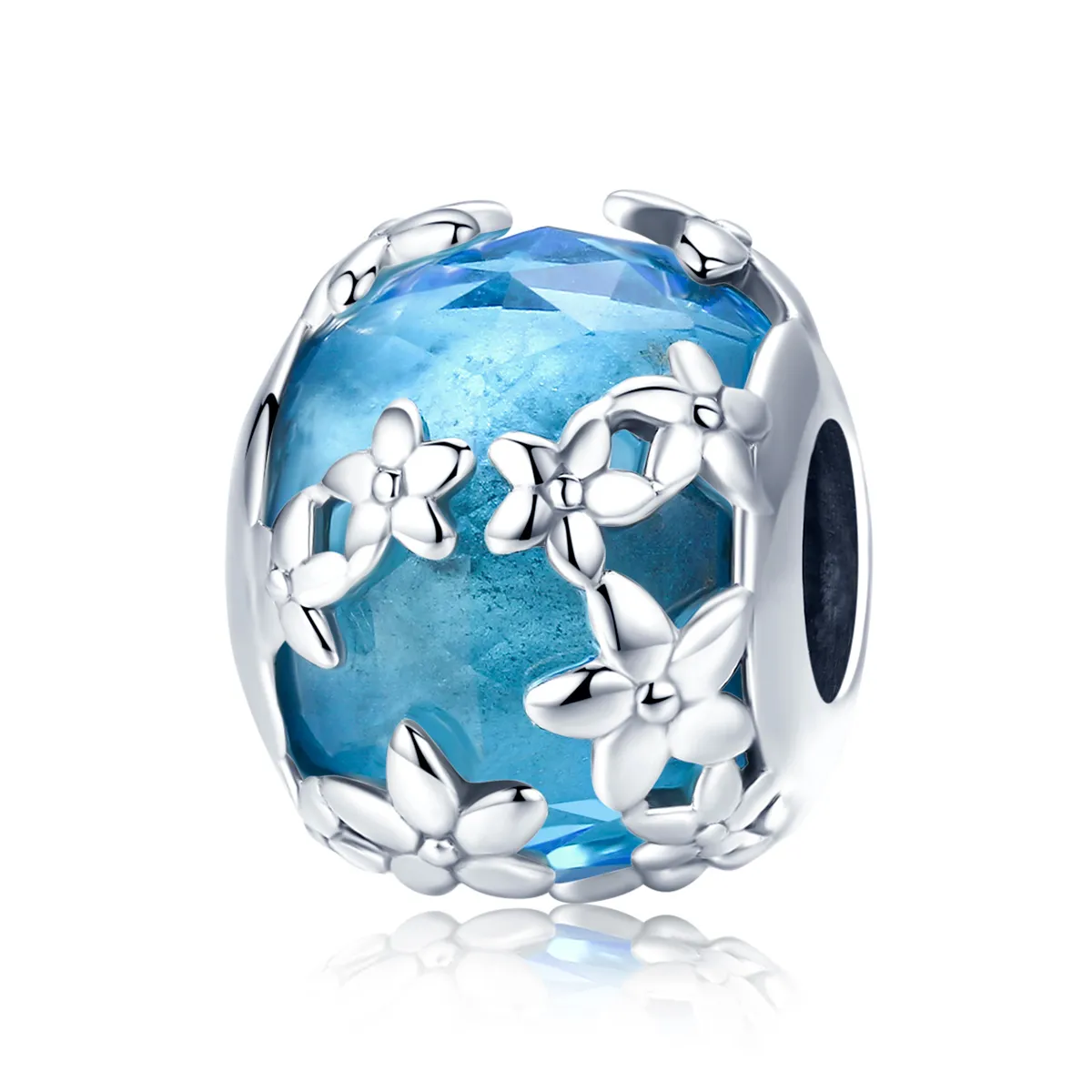 Pandora Style Silver Aquamarine Daisy'S Confession Charm - SCC878
