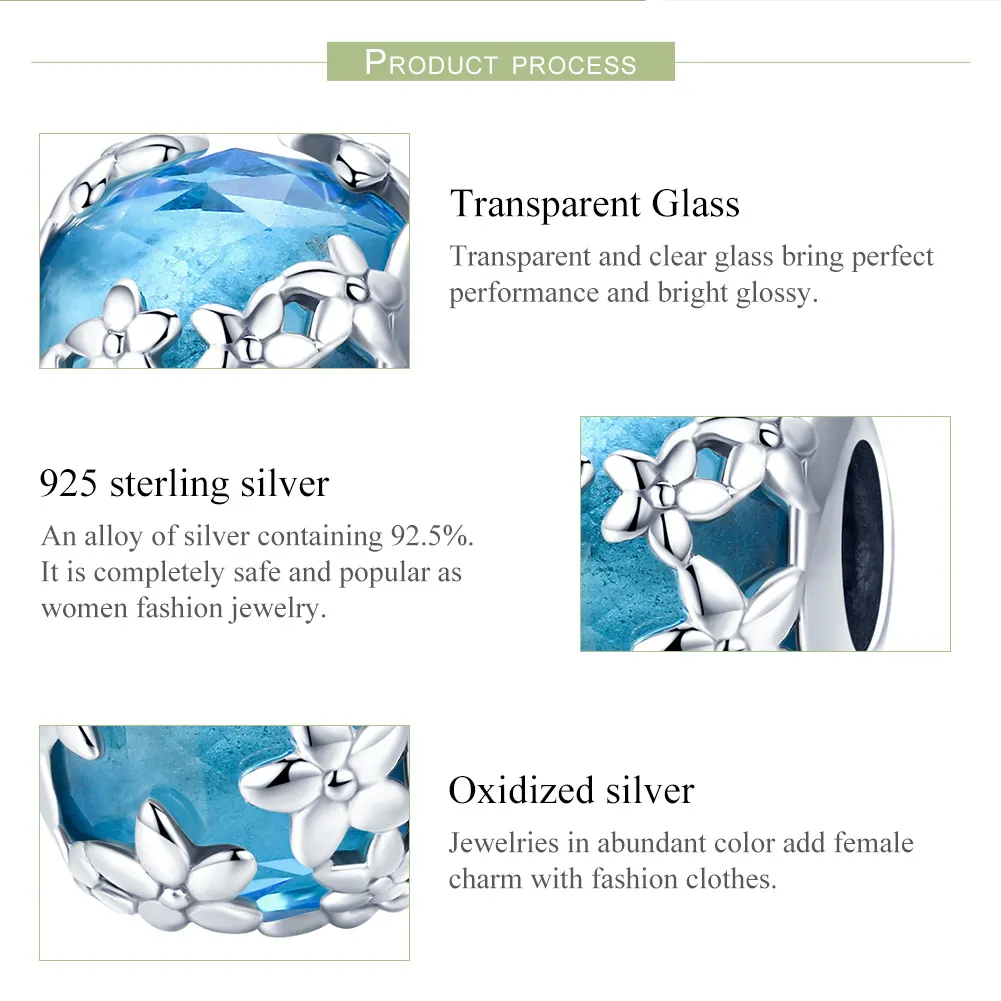 Pandora Style Silver Aquamarine Daisy'S Confession Charm - SCC878