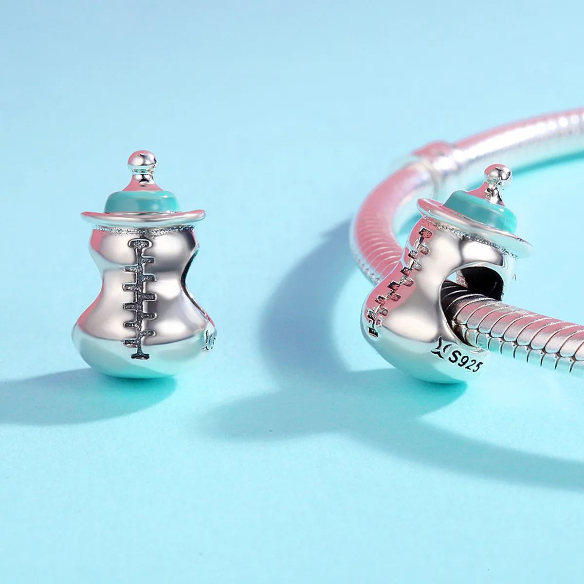 Pandora Style Silver Baby Bottle Charm - SCC361