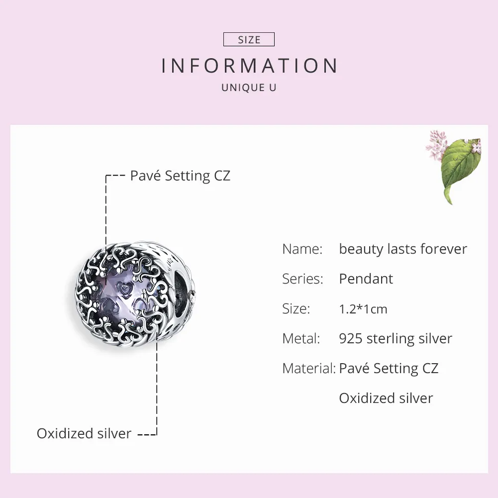 Pandora Style Silver Beauty Lasts Forever Charm - SCC1791