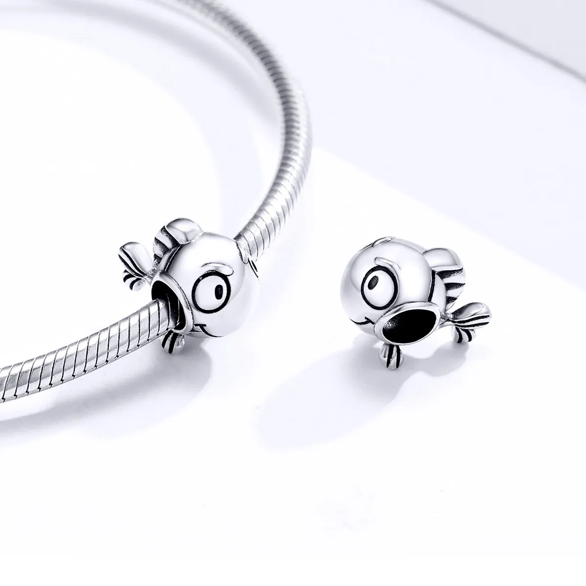 Pandora Style Silver Big Eyes Fish Charm - SCC1477