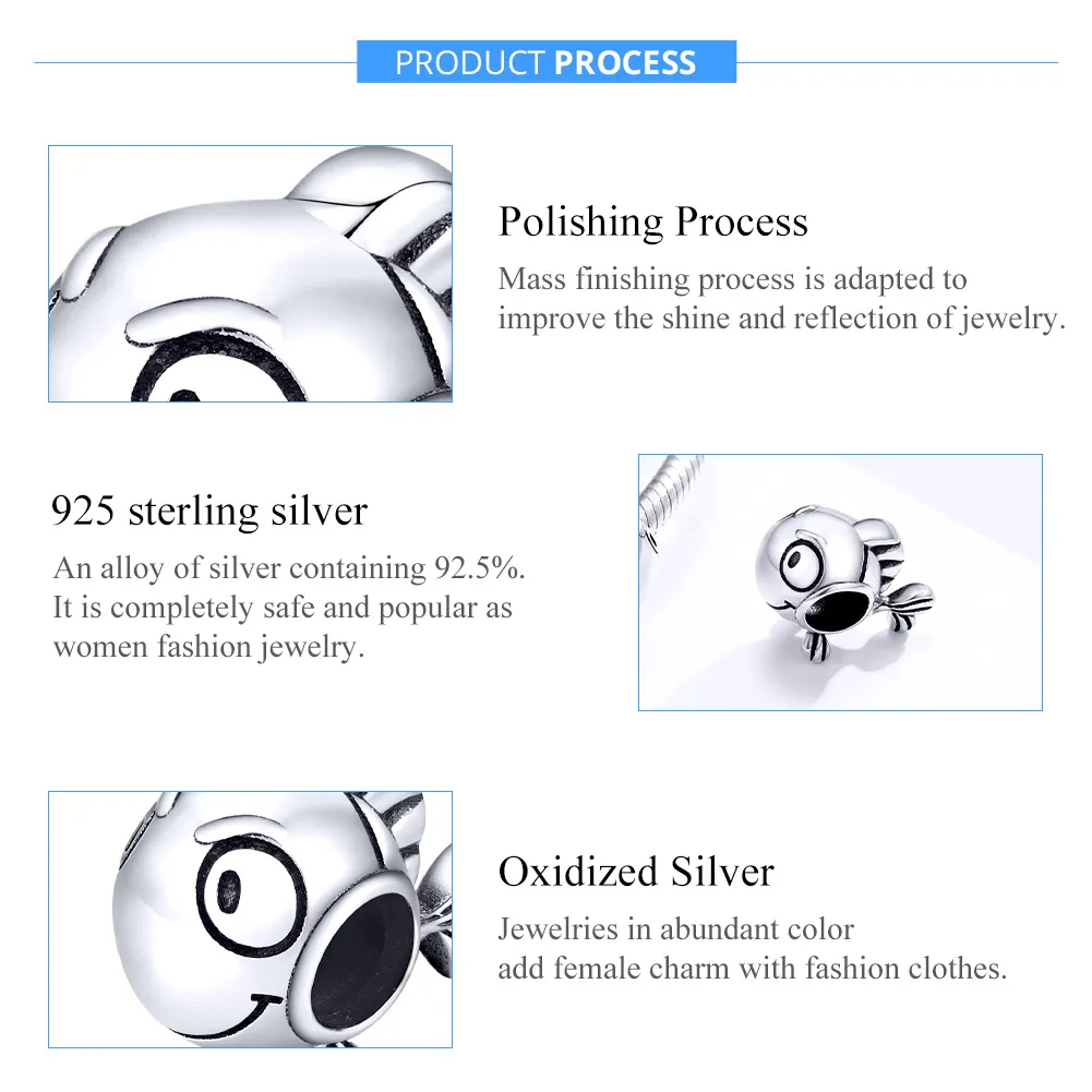 Pandora Style Silver Big Eyes Fish Charm - SCC1477