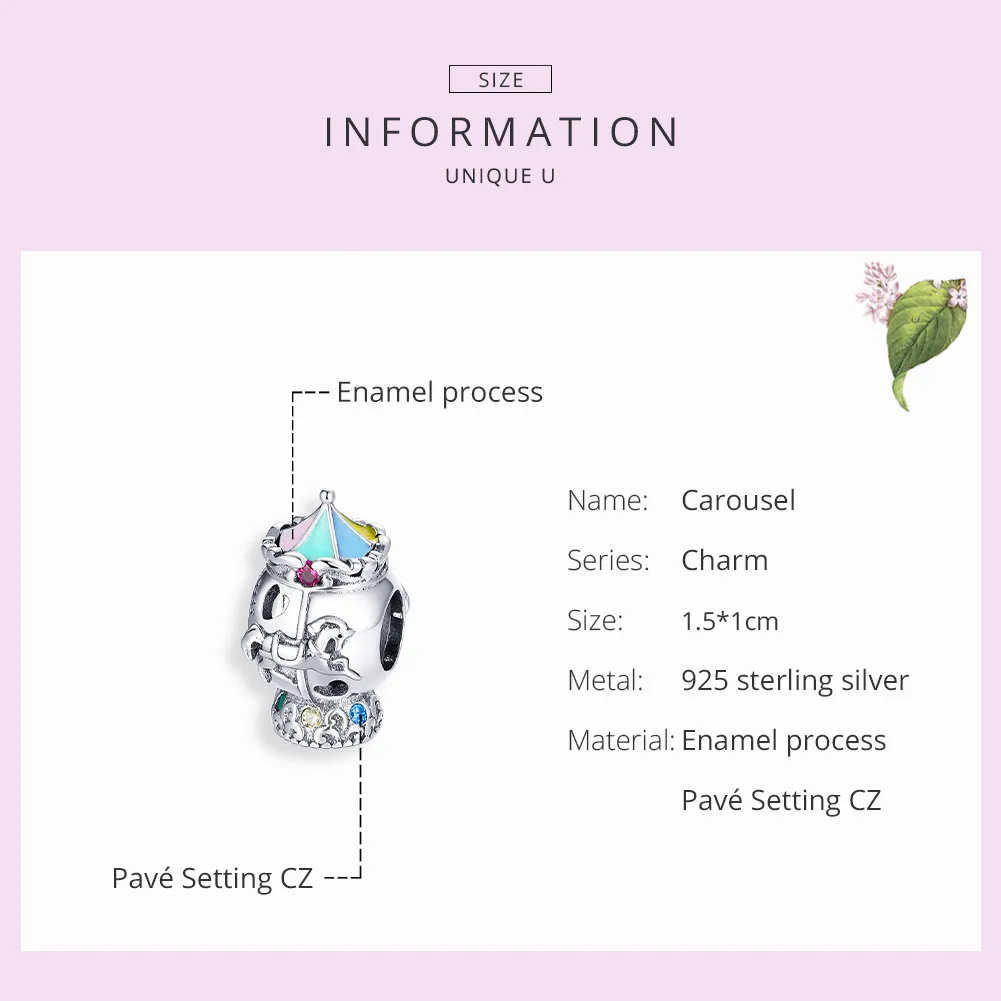 Pandora Style Silver Carousel Charm - SCC1499