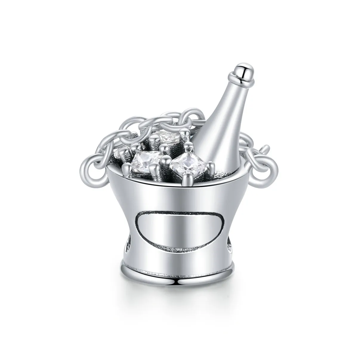 Pandora Style Silver Champagne Bucket Charm - SCC1687