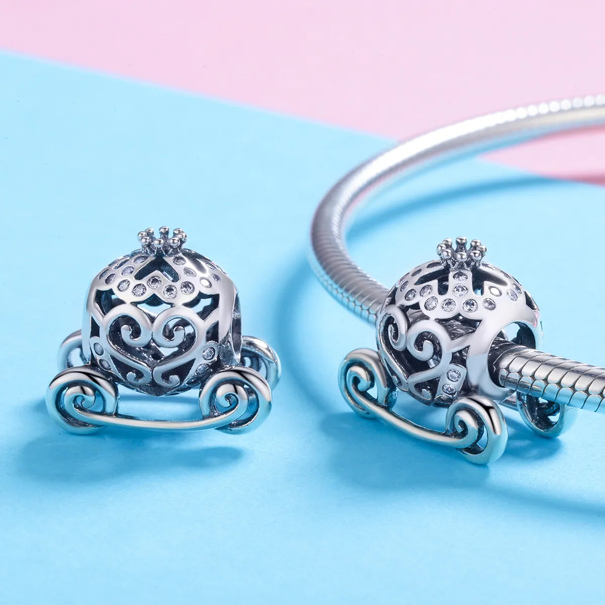 Pandora Style Silver Cinderella'S Pumpkin Car Charm - SCC792