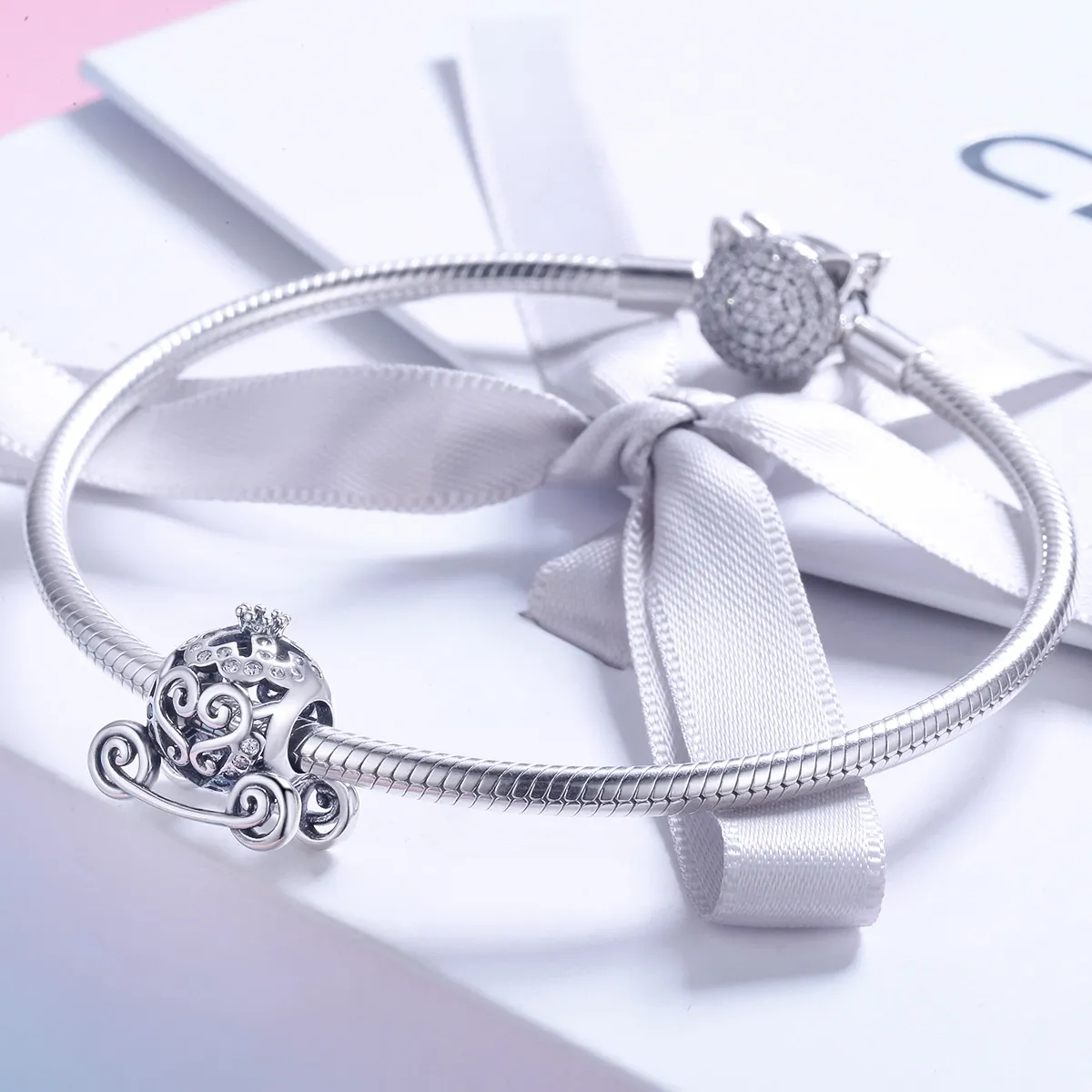 Pandora Style Silver Cinderella'S Pumpkin Car Charm - SCC792