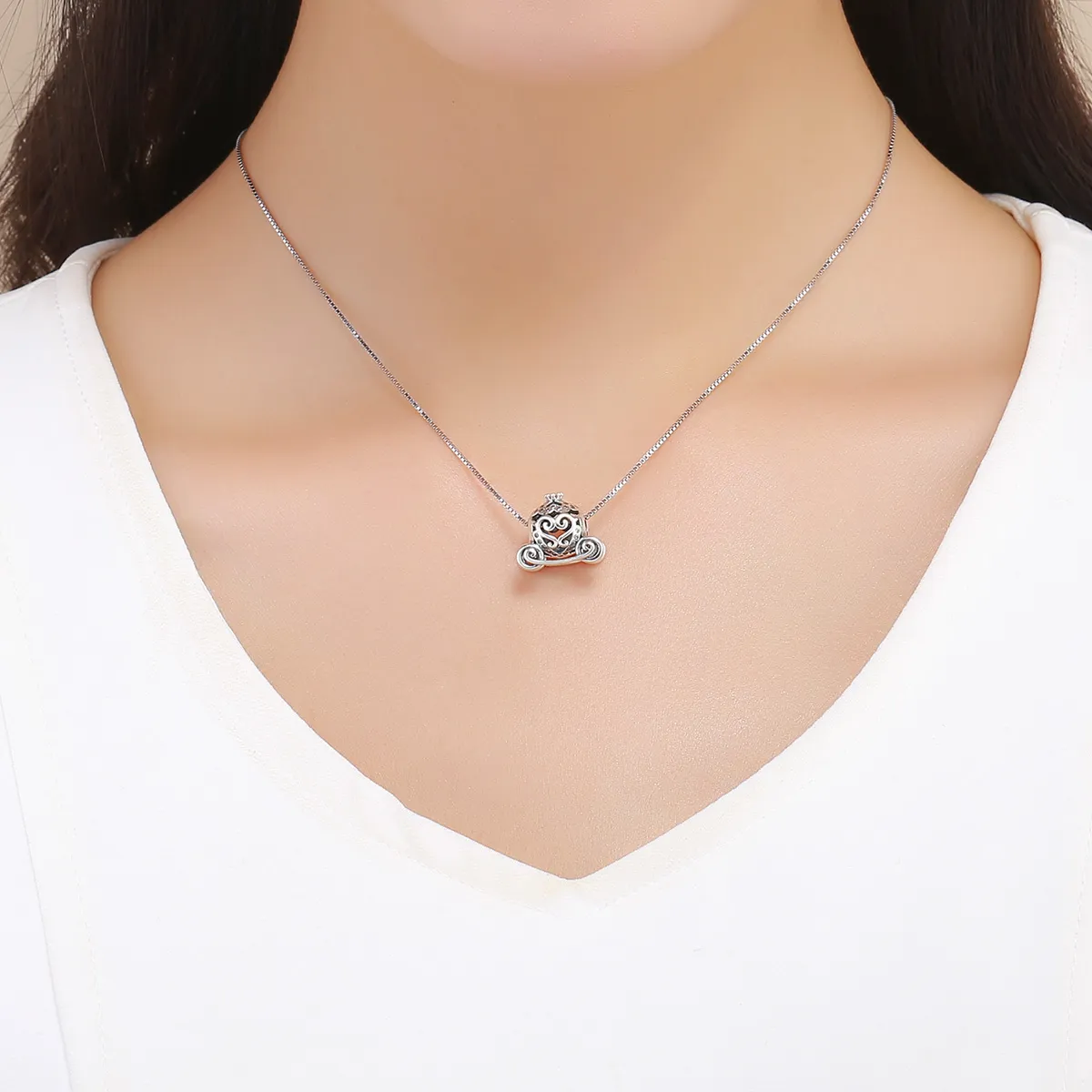 Pandora Style Silver Cinderella'S Pumpkin Car Charm - SCC792