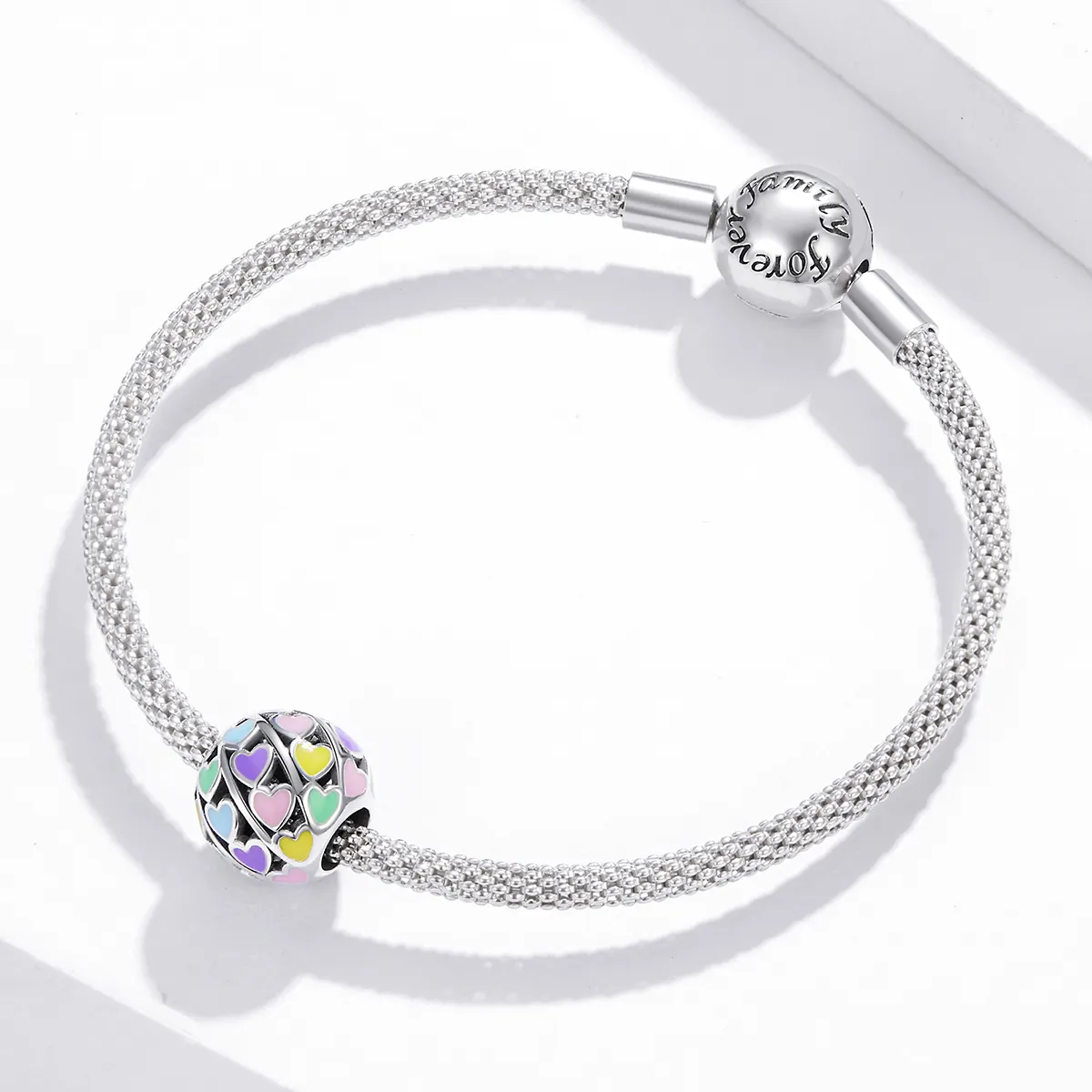 Pandora Style Silver Colorful Hearts Charm - SCC1758