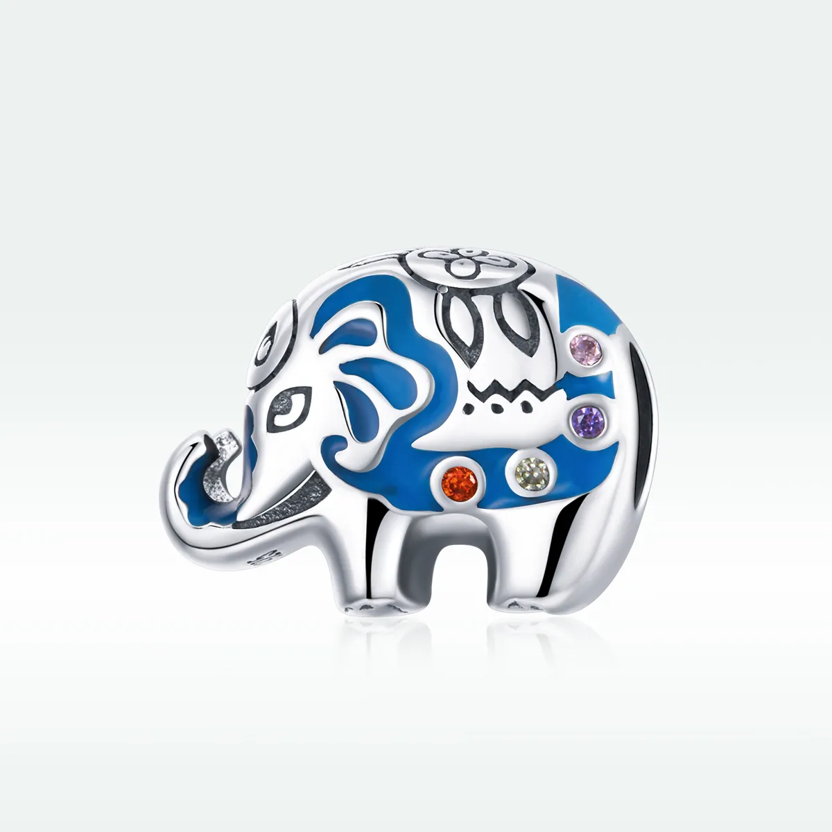 Pandora Style Silver Colorful Lovely Elephant Charm - SCC1821