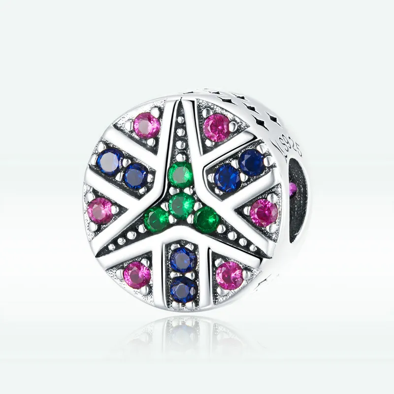 Pandora Style Silver Colorful Lucky Star Charm - SCC1683