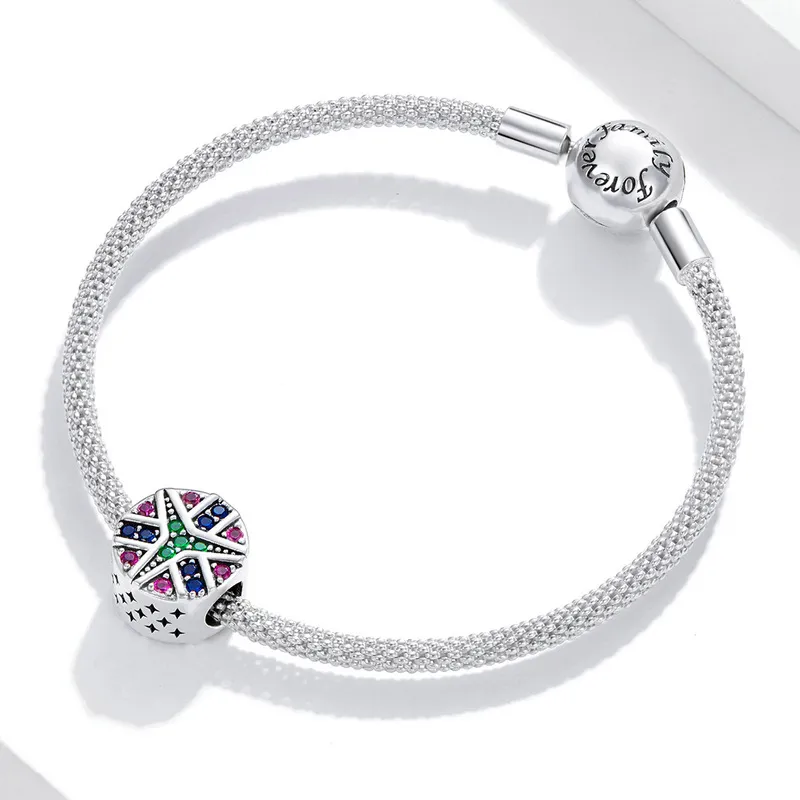 Pandora Style Silver Colorful Lucky Star Charm - SCC1683