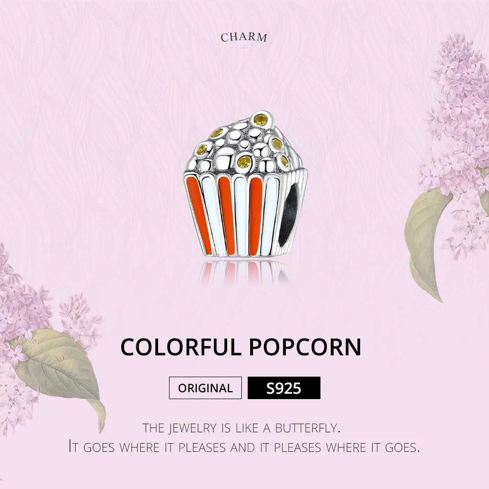 Pandora Style Silver Colorful Popcorn Charm - SCC1596