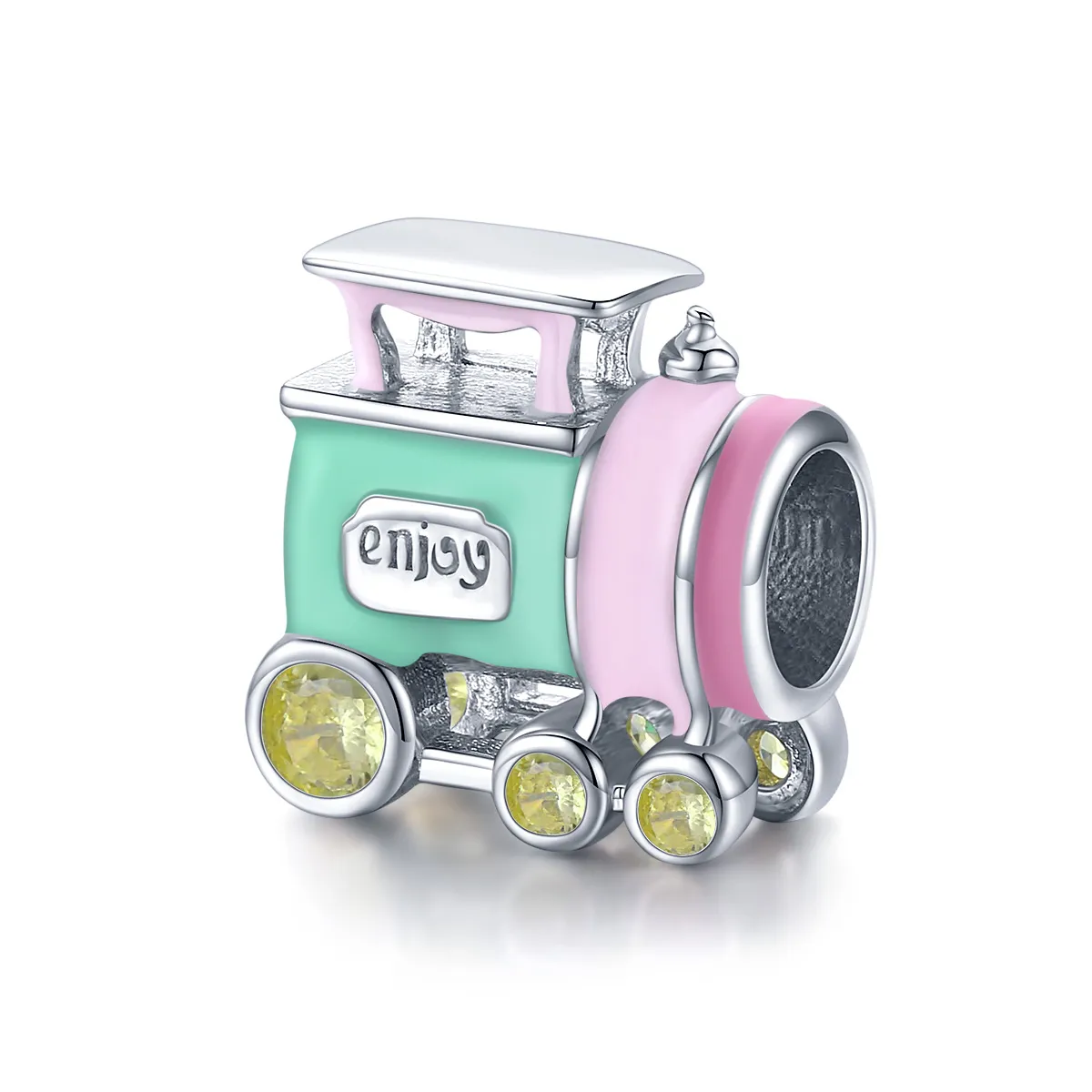 Pandora Style Silver Colorful Train Charm - BSC289