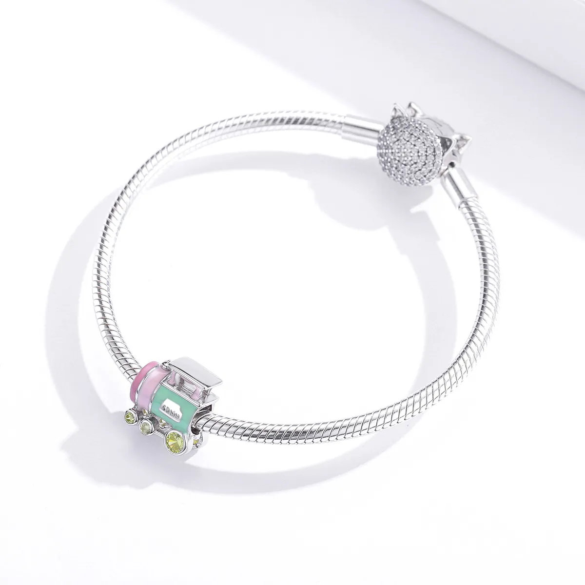 Pandora Style Silver Colorful Train Charm - BSC289