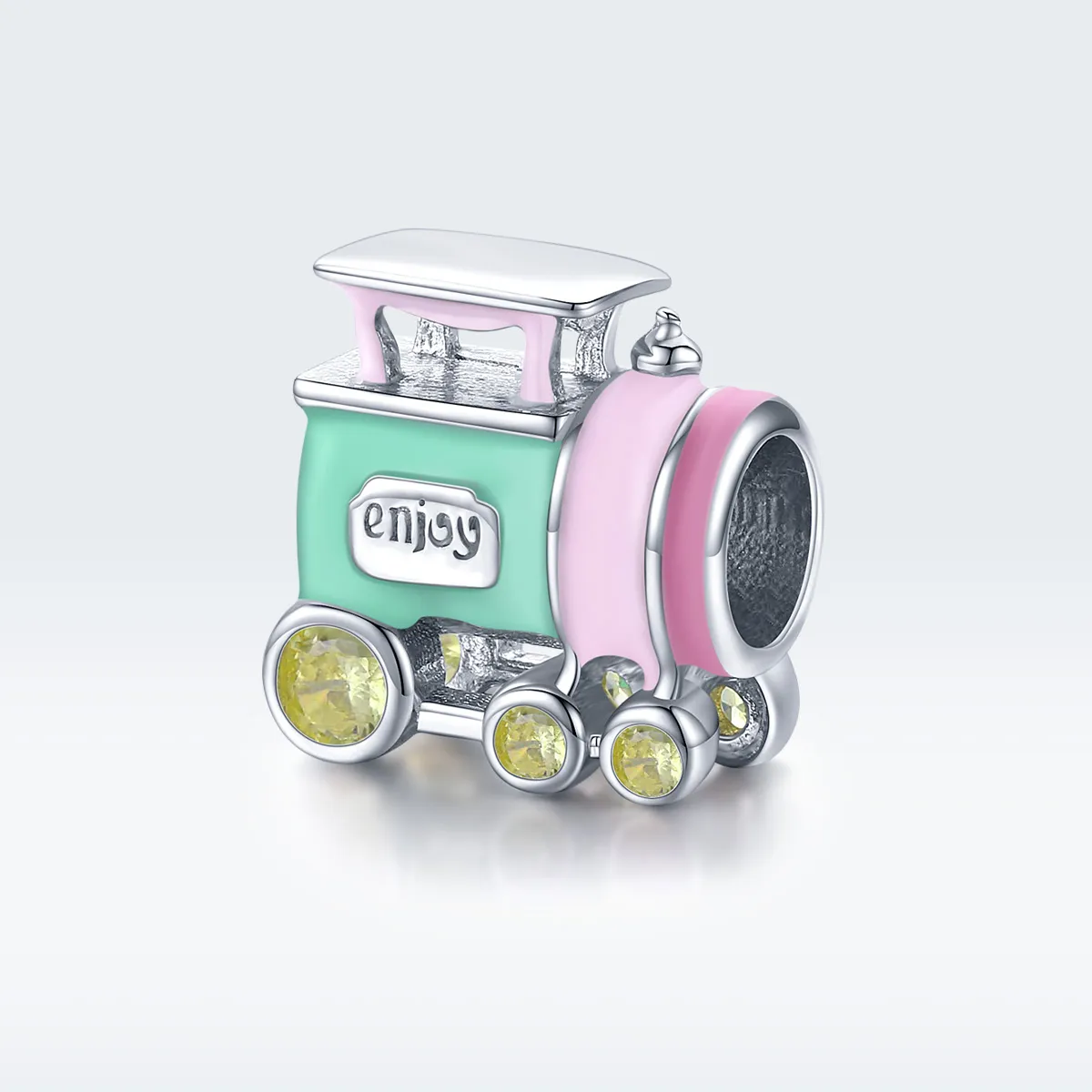 Pandora Style Silver Colorful Train Charm - BSC289