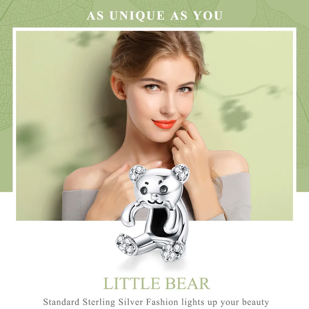 Pandora Style Silver Cute Bear Charm - SCC984