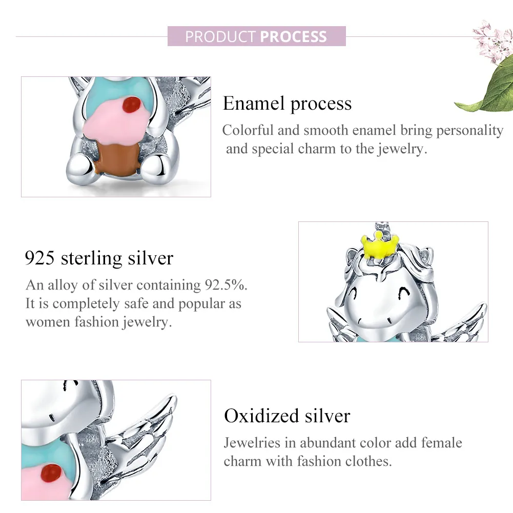 Pandora Style Silver Dessert Unicorn Charm - SCC1872