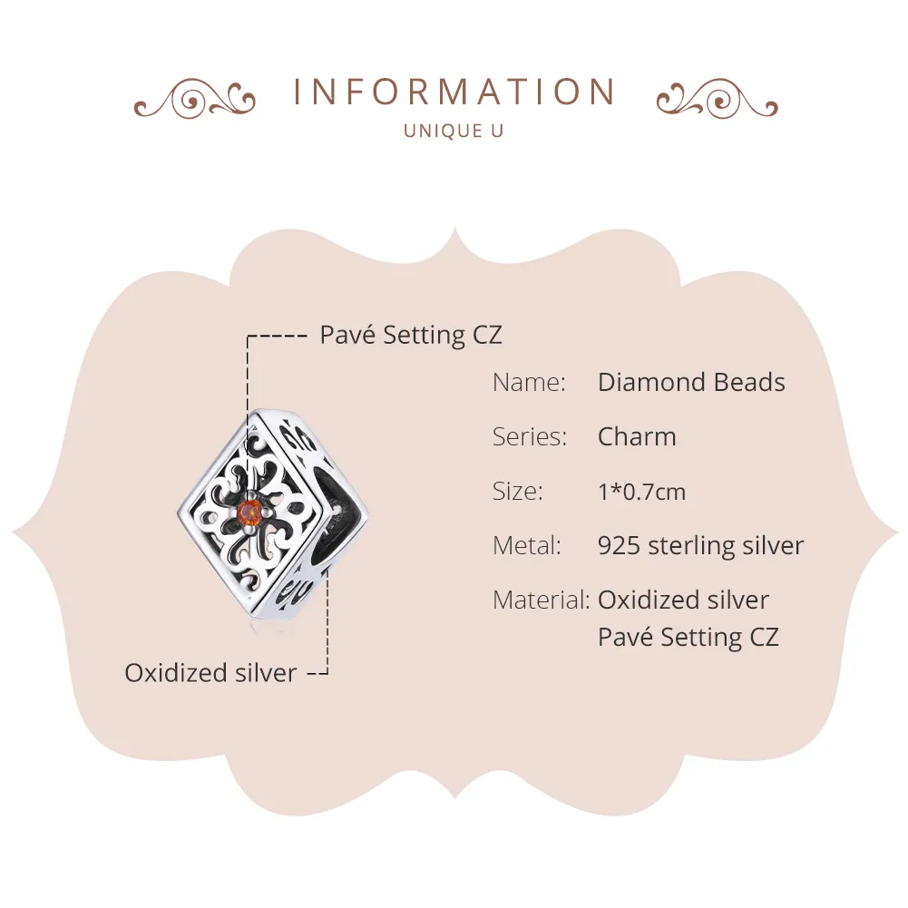 Pandora Style Silver Diamond Charm - SCC1825