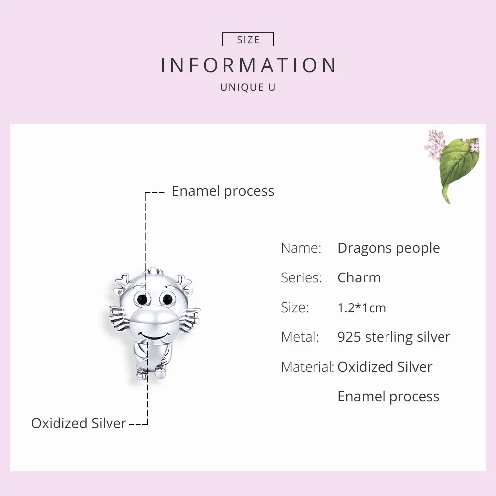 Pandora Style Silver Dragon Baby Charm - SCC1489