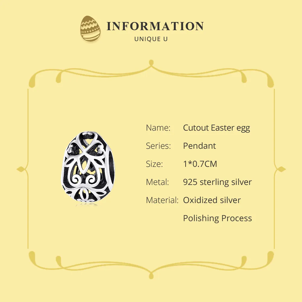 Pandora Style Silver Easter Egg Charm - SCC1464