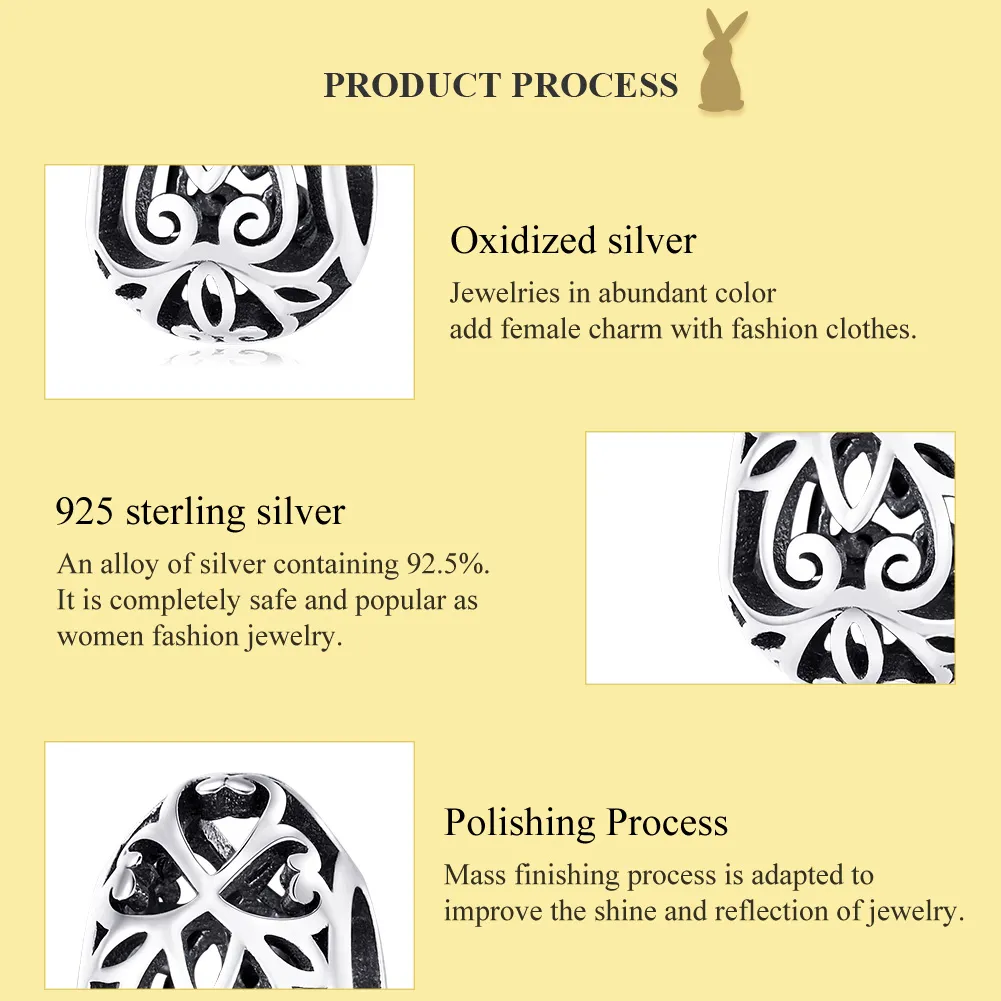 Pandora Style Silver Easter Egg Charm - SCC1464