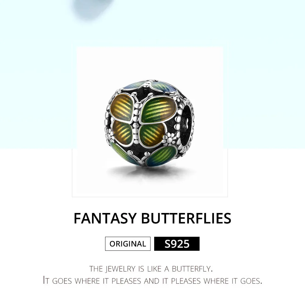 Pandora Style Silver Fantasy Butterflies Charm - SCC1705