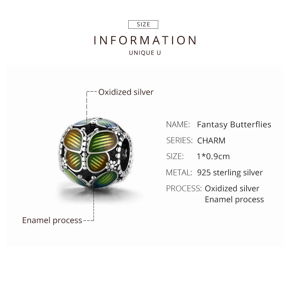 Pandora Style Silver Fantasy Butterflies Charm - SCC1705