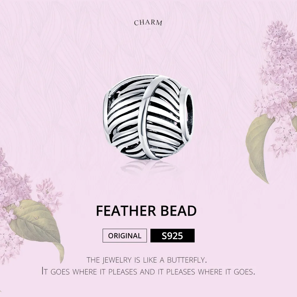 Pandora Style Silver Feather Charm - SCC1509