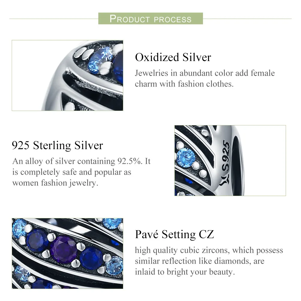 Pandora Style Silver Finch Feather Charm - SCC472