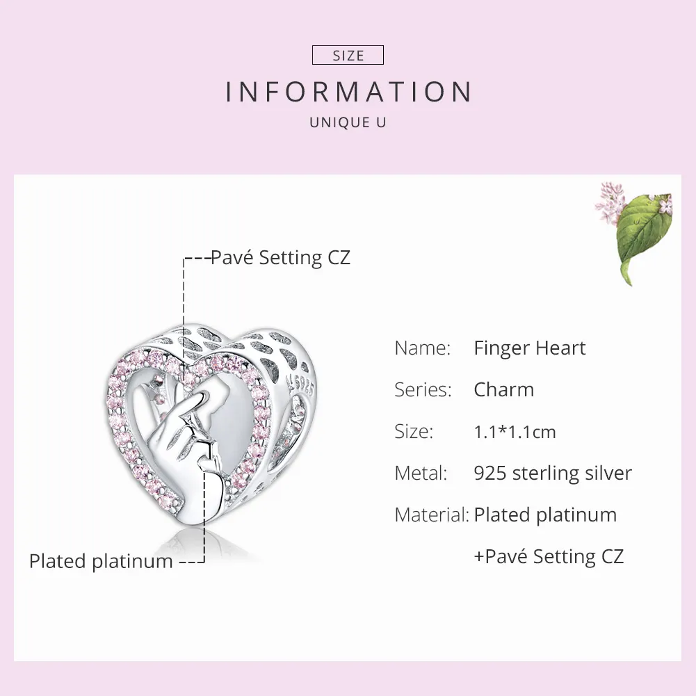 Pandora Style Silver Finger Heart Charm - SCC1690