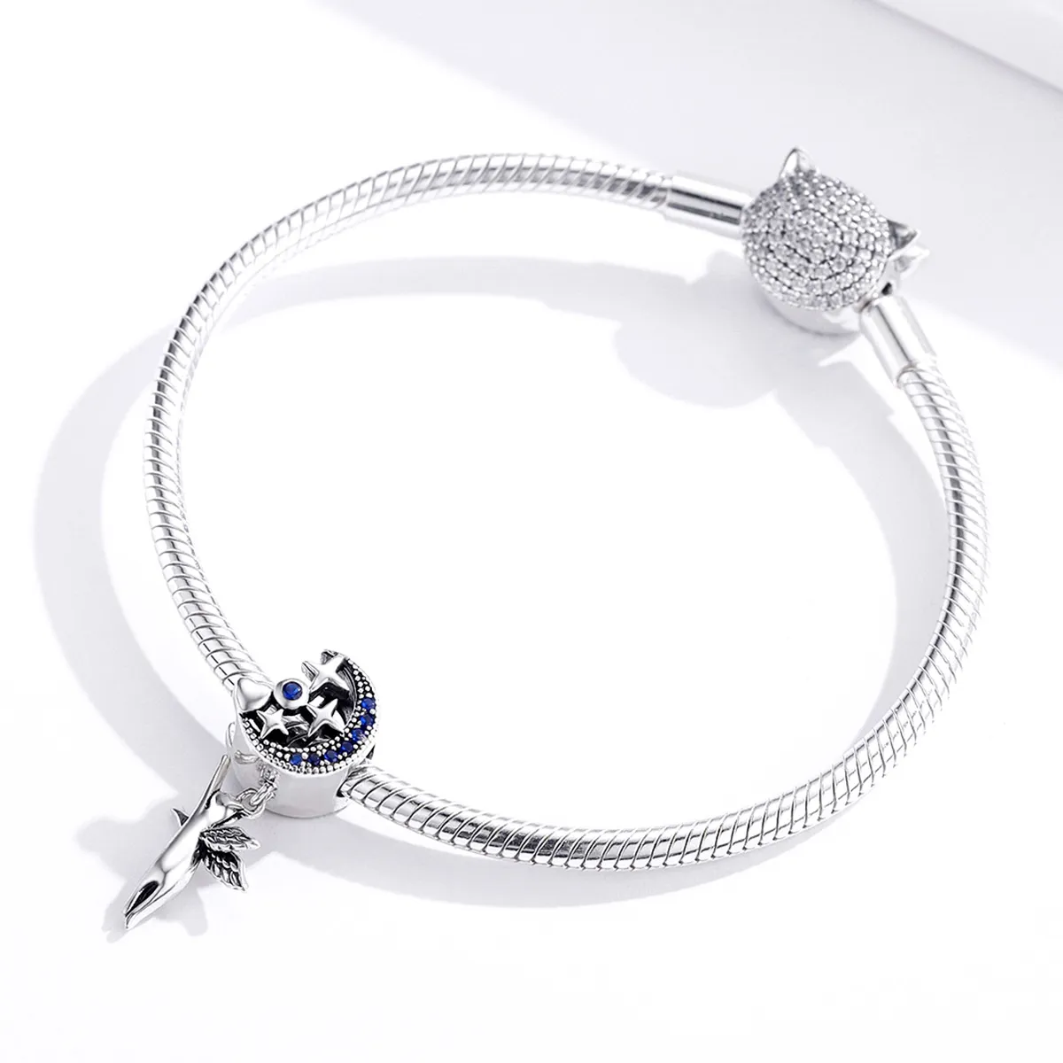 Pandora Style Silver Flying Cat Charm - SCC1551