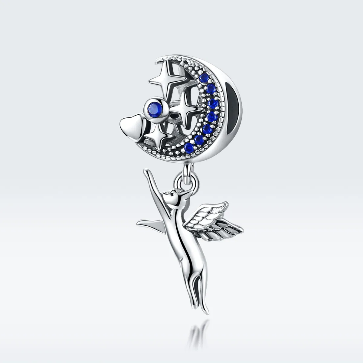 Pandora Style Silver Flying Cat Charm - SCC1551
