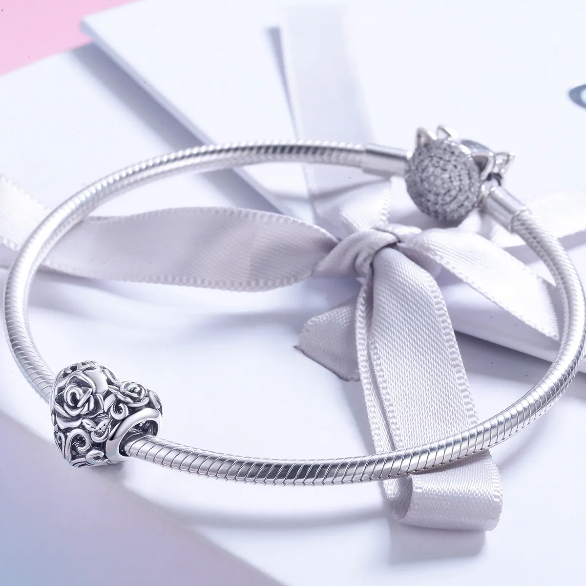 Pandora Style Silver Gentle Rose Charm - SCC790