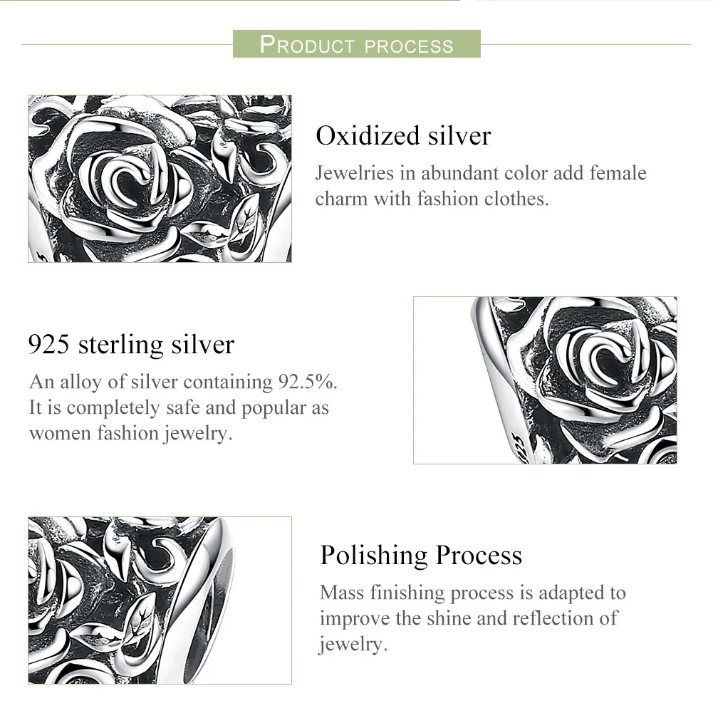 Pandora Style Silver Gentle Rose Charm - SCC790