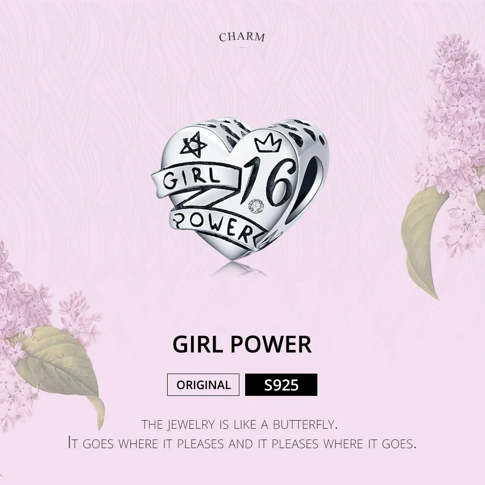 Pandora Style Silver Girl Power Sweet 16 Charm - SCC1437