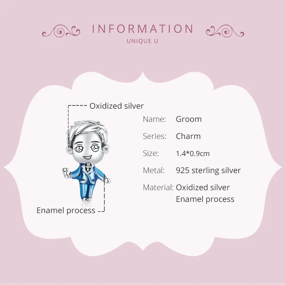 Pandora Style Silver Groom Charm - SCC1812