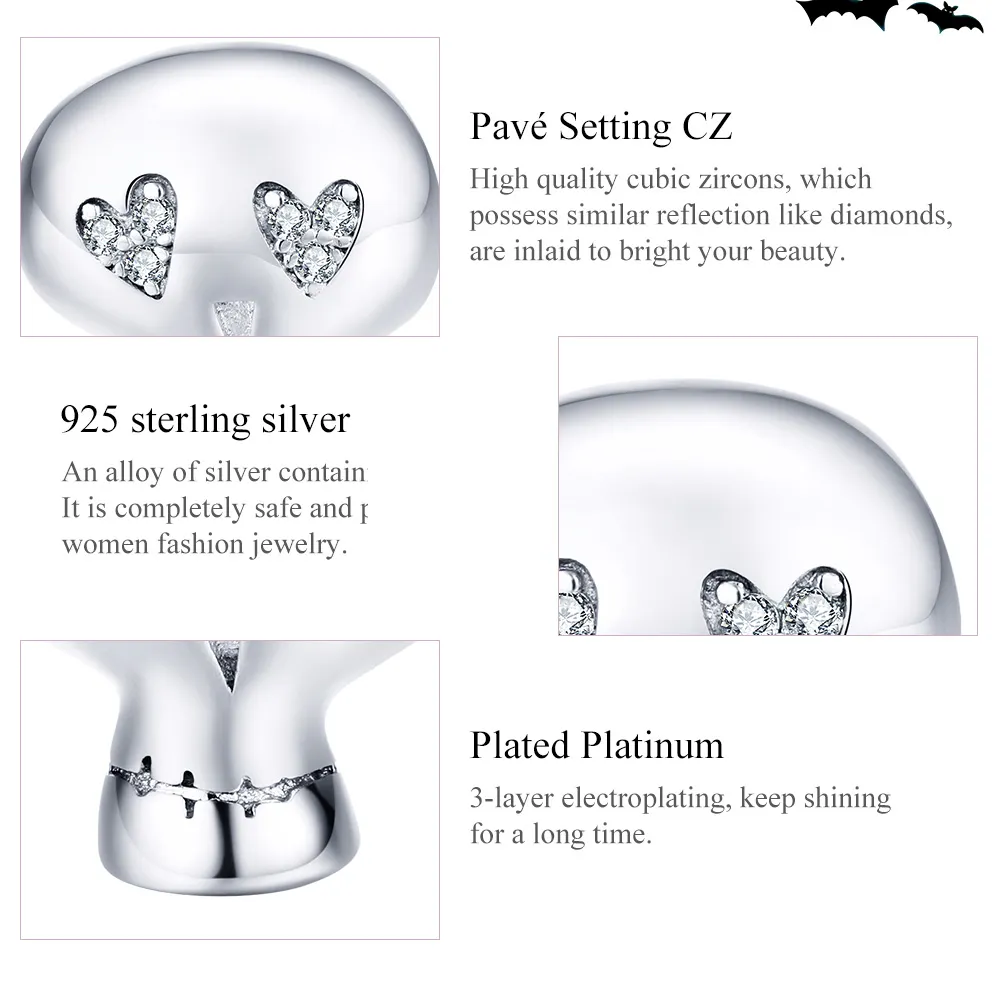 Pandora Style Silver Halloween Skull Charm - SCC1362