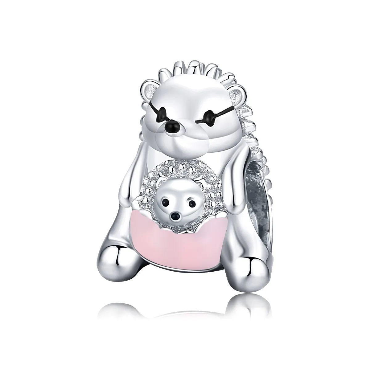 Pandora Style Silver Hedgehog mother and child Charm - BSC239