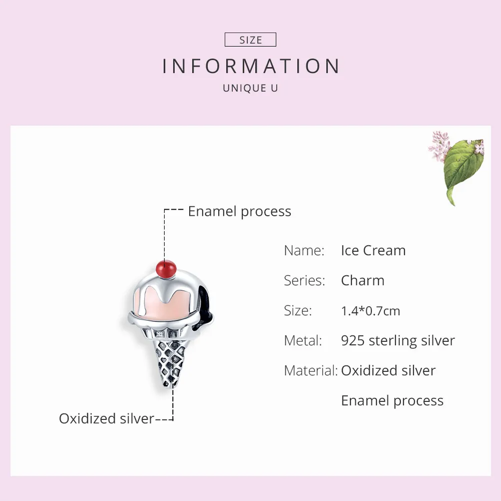 Pandora Style Silver Ice Cream Charm - SCC1533