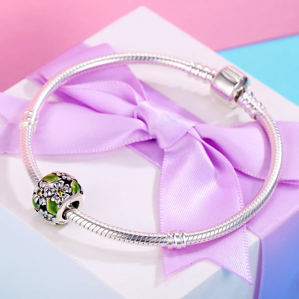 Pandora Style Silver Little Daisies In Spring And Summer Charm - SCC490