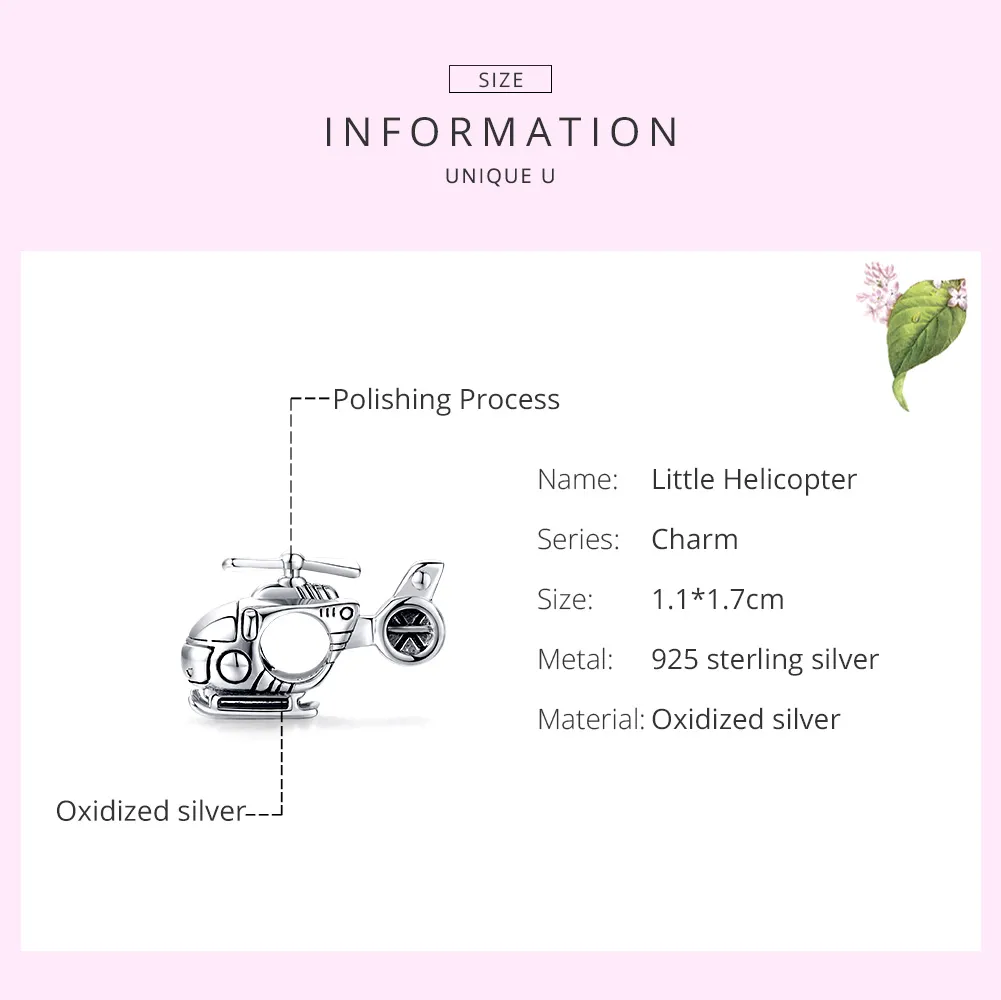 Pandora Style Silver Little Helicopter Charm - SCC1699