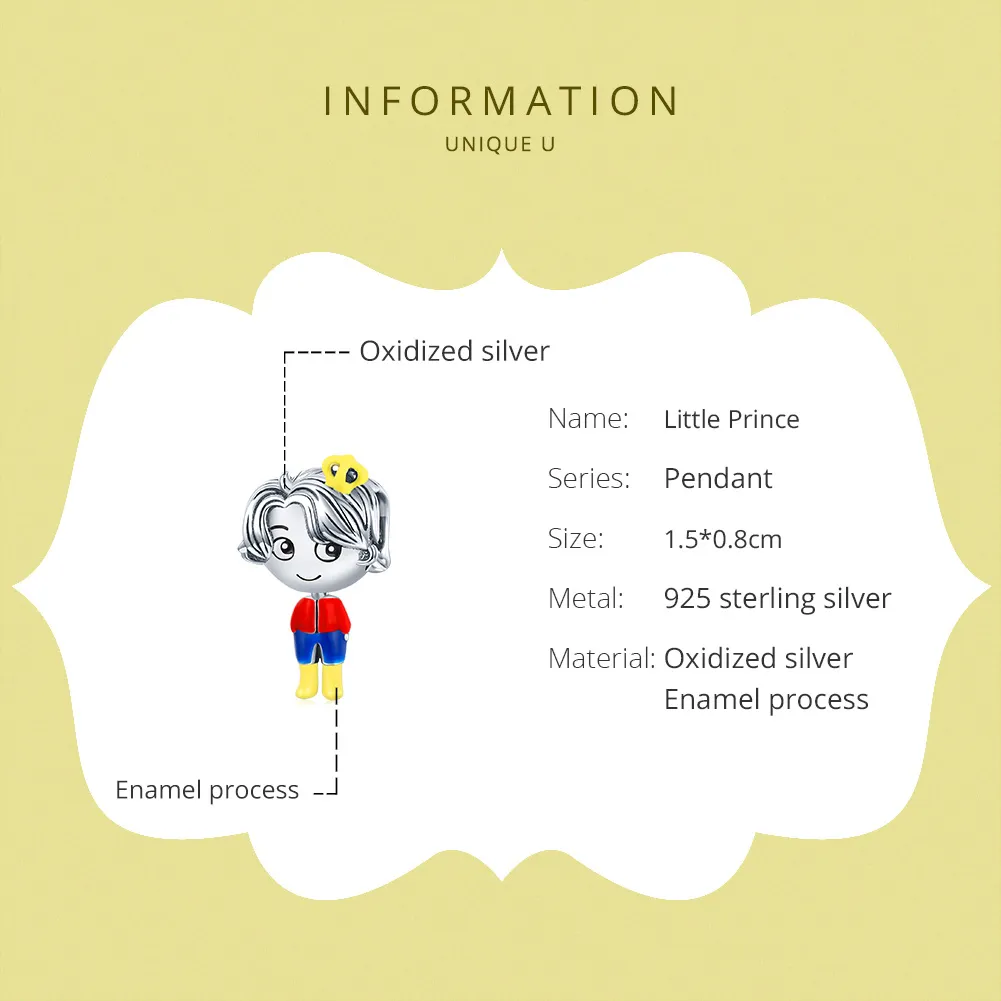 Pandora Style Silver Little Prince Charm - SCC1813