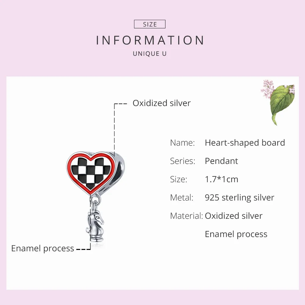 Pandora Style Silver Love Chess Charm - SCC1833