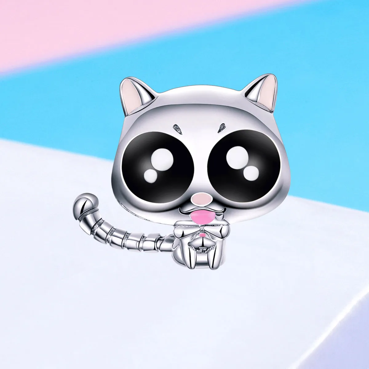 Pandora Style Silver Lucky Kitty Cat Charm - BSC055