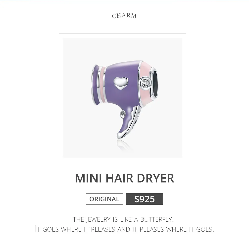 Pandora Style Silver Mini Hair Dryer Charm - SCC1865