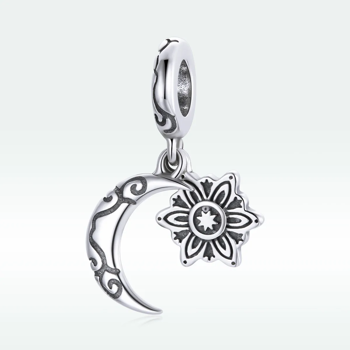 Pandora Style Silver Moon Lotus Charm - SCC1826