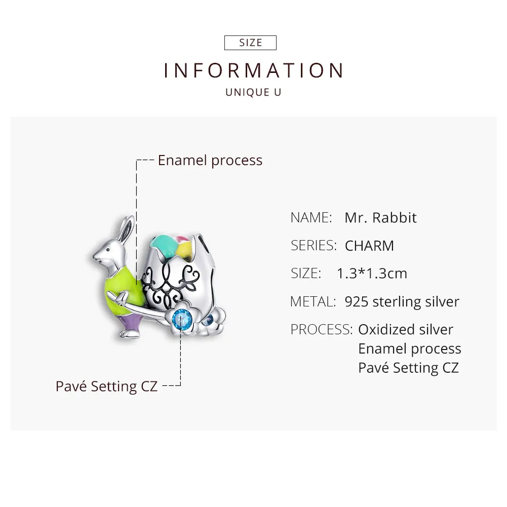 Pandora Style Silver Mr. Rabbit Charm - SCC1755