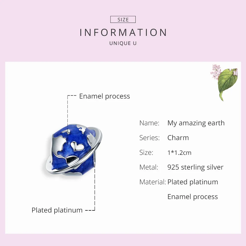 Pandora Style Silver My Amazing Earth Charm - BSC162