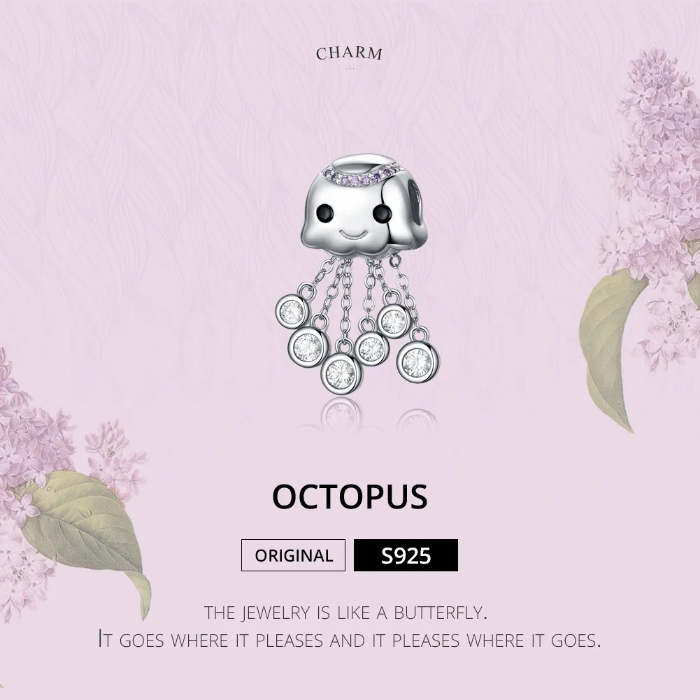 Pandora Style Silver Octopus Charm - BSC081